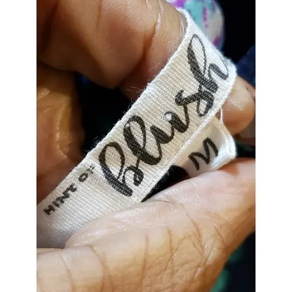 Hint of Blush Women's Off-Shoulder Floral Romper Size M Navy 100% Polyester - Picture 9 of 11